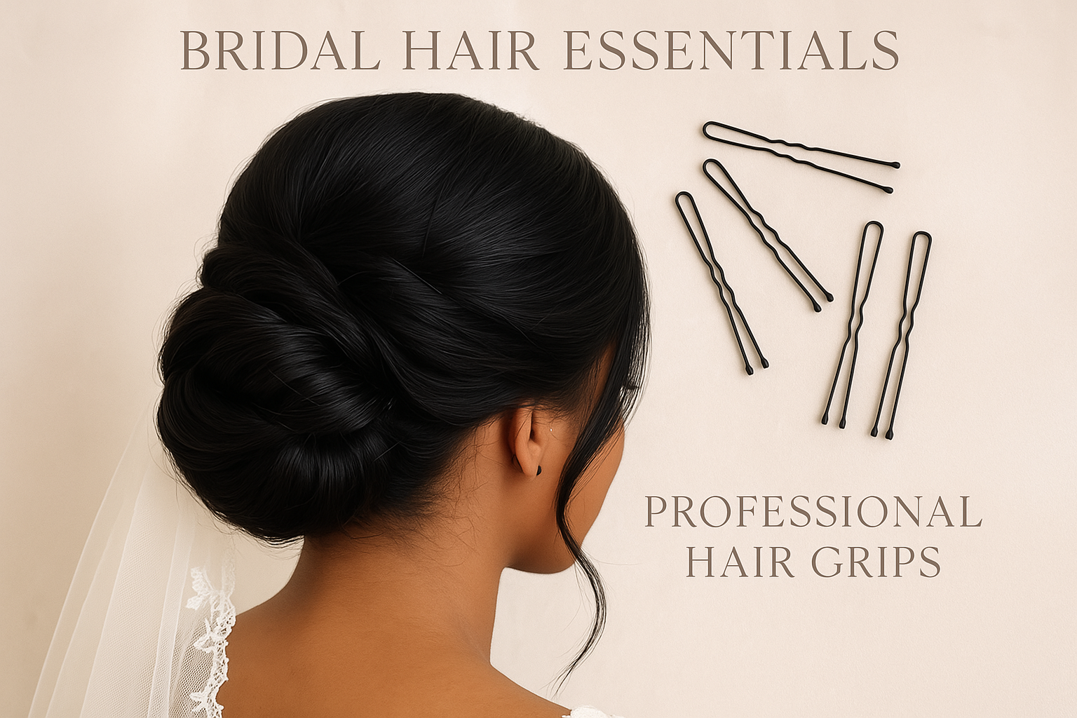 BRIDAL HAIR ESSENTIALS - PROFESSIONAL HAIR GRIPS with dark hair