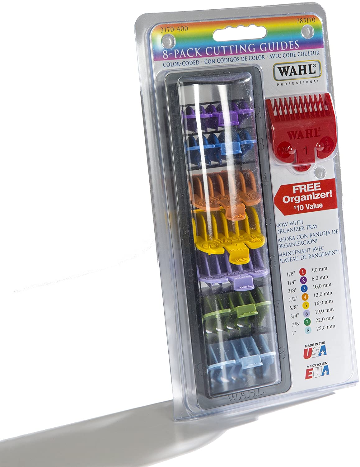 WAHL NO. 1-8 COLOUR CODED PLASTIC COMBS IN CADDY(clearance offer) - Tulipa Hair & Beauty 